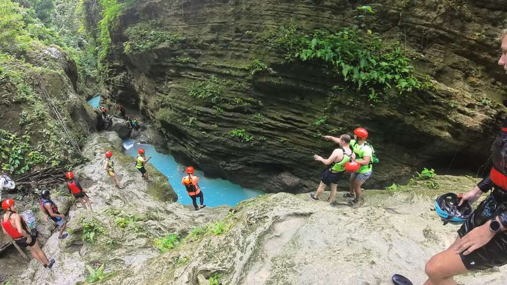 Jumping into the water