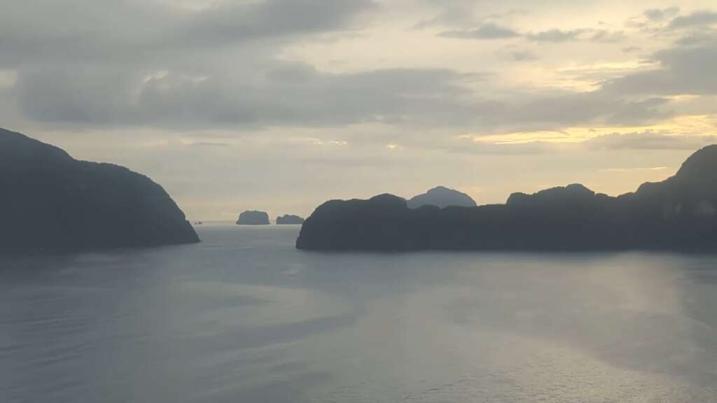 Approaching El Nido by plane. View to the ocean from above.