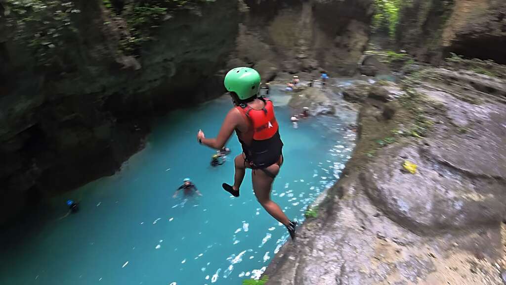 Kawasan Falls Canyoneering - Jumping from cliff