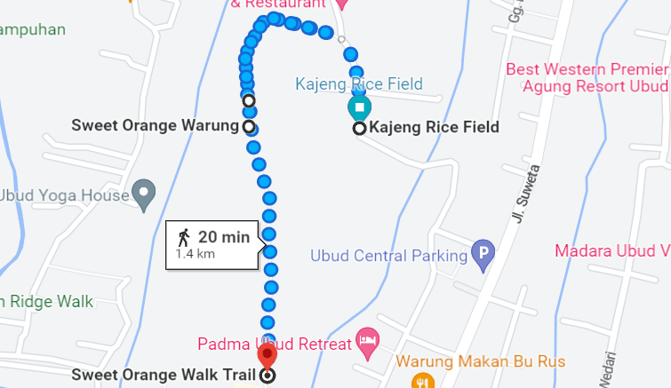 How to get to Kajeng Rice Field from Ubud Center