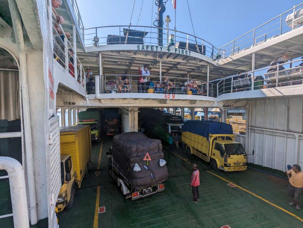 Inside of the ferry from Bali to Lombok