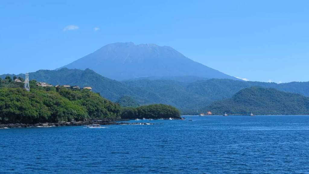 View of Mount Agung from the ferry