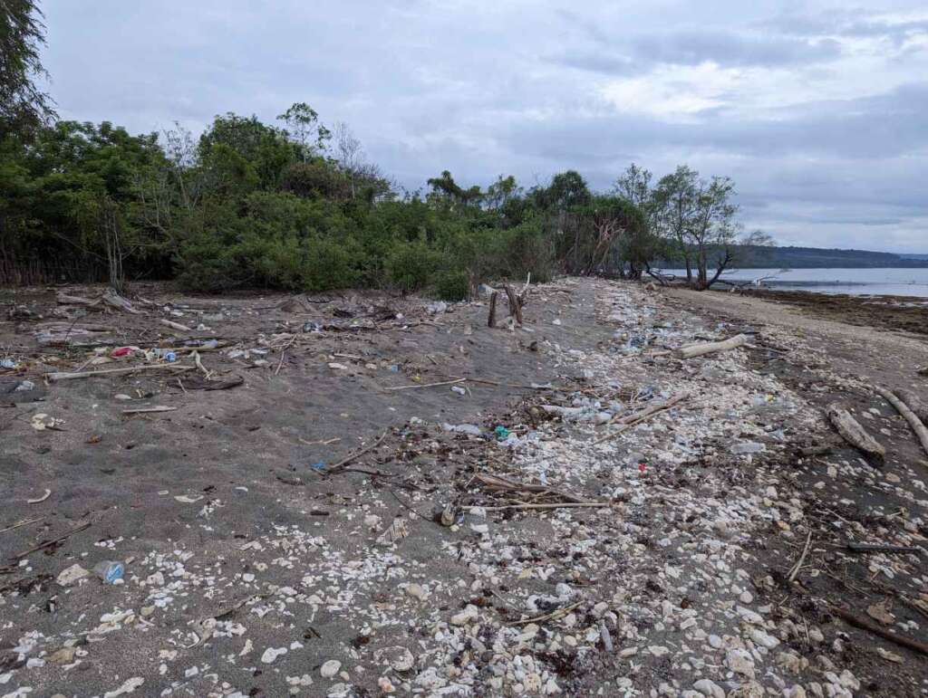 Trashed beaches in Moyo Island