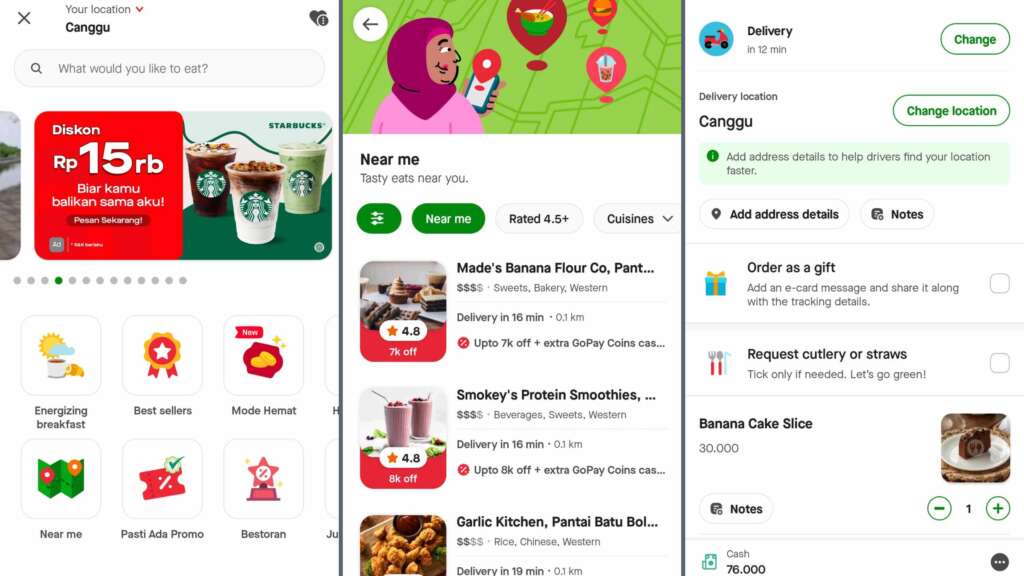 Online food delivery in Bali and Indonesia with Grab or Gojek