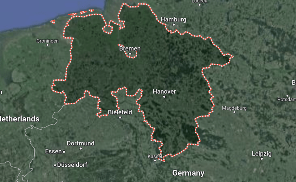 Map of Lower Saxony in Germany which produces a lot of rapeseed oil
