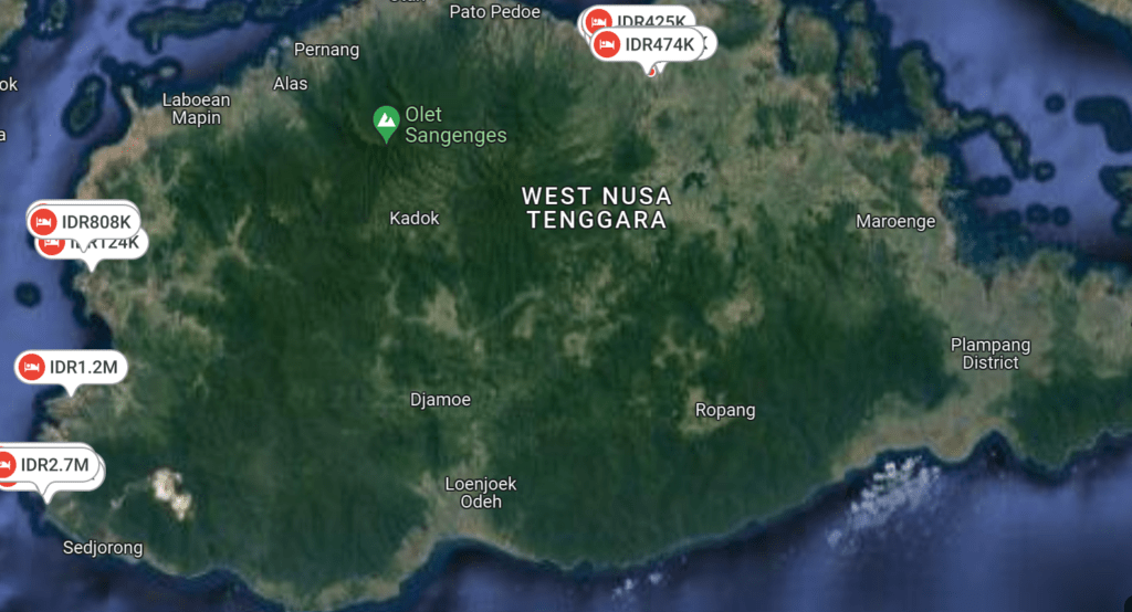 Map with accommodations in Sumbawa - Travel tip 4